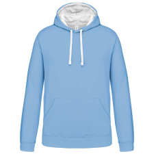 KARIBAN Férfi pulóver kontrasztos bélésű kapucnival, Kariban KA446, Sky Blue/White-3XL férfi pulóver, kardigán