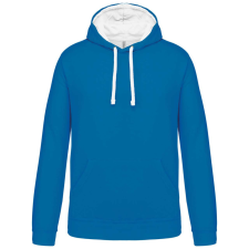 KARIBAN Férfi pulóver kontrasztos bélésű kapucnival, Kariban KA446, Tropical Blue/White-3XL férfi pulóver, kardigán