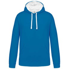 KARIBAN Férfi pulóver kontrasztos bélésű kapucnival, Kariban KA446, Tropical Blue/White-L