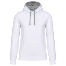 KARIBAN Férfi pulóver kontrasztos bélésű kapucnival, Kariban KA446, White/Fine Grey-4XL férfi pulóver, kardigán