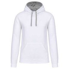 KARIBAN Férfi pulóver kontrasztos bélésű kapucnival, Kariban KA446, White/Fine Grey-L