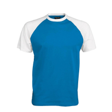 KARIBAN Férfi raglán ujjú kétszínű baseball póló, Kariban KA330, Aqua Blue/White-3XL férfi póló