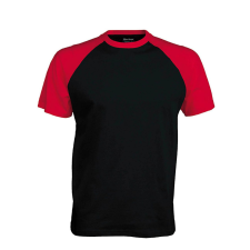 KARIBAN Férfi raglán ujjú kétszínű baseball póló, Kariban KA330, Black/Red-S férfi póló