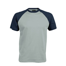 KARIBAN Férfi raglán ujjú kétszínű baseball póló, Kariban KA330, Ice Blue/Denim-2XL férfi póló