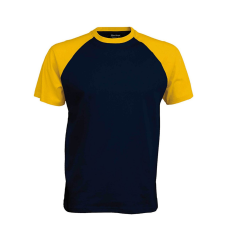 KARIBAN Férfi raglán ujjú kétszínű baseball póló, Kariban KA330, Navy/Yellow-XL férfi póló