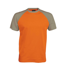 KARIBAN Férfi raglán ujjú kétszínű baseball póló, Kariban KA330, Orange/Light Grey-S