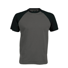 KARIBAN Férfi raglán ujjú kétszínű baseball póló, Kariban KA330, Slate Grey/Black-2XL férfi póló