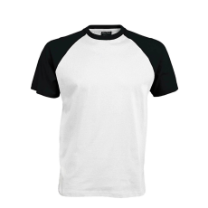 KARIBAN Férfi raglán ujjú kétszínű baseball póló, Kariban KA330, White/Black-2XL