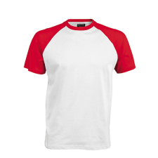KARIBAN Férfi raglán ujjú kétszínű baseball póló, Kariban KA330, White/Red-L férfi póló