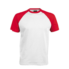 KARIBAN Férfi raglán ujjú kétszínű baseball póló, Kariban KA330, White/Red-XL