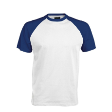 KARIBAN Férfi raglán ujjú kétszínű baseball póló, Kariban KA330, White/Royal Blue-3XL