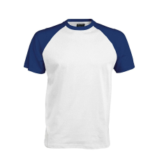 KARIBAN Férfi raglán ujjú kétszínű baseball póló, Kariban KA330, White/Royal Blue-XL férfi póló