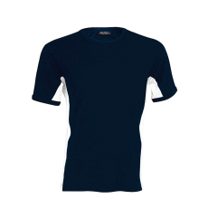 KARIBAN Férfi rövid ujjú - TIGER - kétszínű póló, Kariban KA340, Navy/White-3XL