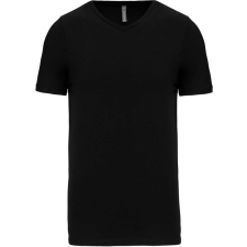 KARIBAN Férfi rövid ujjú V-nyakú sztreccs póló, Kariban KA3014, Black-3XL férfi póló