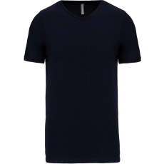 KARIBAN Férfi rövid ujjú V-nyakú sztreccs póló, Kariban KA3014, Navy-XL