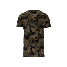 KARIBAN Férfi terepmintás környakas, rövid ujjú póló, Kariban KA3030, Olive Camouflage-S férfi póló