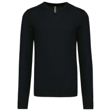 KARIBAN Férfi V-nyakú keskeny szabású pulóver, Kariban KA965, Black-M férfi pulóver, kardigán
