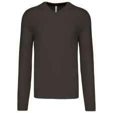 KARIBAN Férfi V-nyakú keskeny szabású pulóver, Kariban KA965, Dark Grey-M férfi pulóver, kardigán