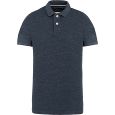 KARIBAN Férfi vitage hatású galléros piké póló, Kariban KV2206, Night Blue Heather-S