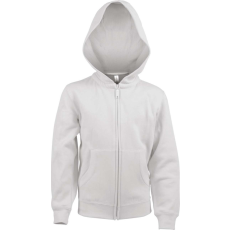 KARIBAN Gyermek cipzáras kapucnis pulóver, Kariban KA455, White-12/14