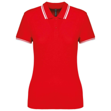 KARIBAN KA273 LADIE&- 039;S 2 STRIPED SHORT SLEEVED POLOSHIRT M