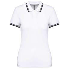 KARIBAN KA273 LADIE&- 039;S 2 STRIPED SHORT SLEEVED POLOSHIRT M