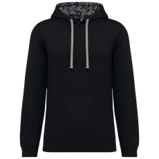 KARIBAN KA4013 UNISEX CONTRAST PATTERNED HOODED SWEATSHIRT XS