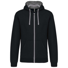 KARIBAN KA466 MEN'S CONTRAST HOODED FULL ZIP SWEATSHIRT 2XL