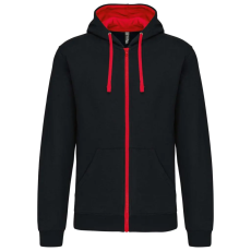 KARIBAN KA466 MEN'S CONTRAST HOODED FULL ZIP SWEATSHIRT 2XL