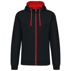 KARIBAN KA466 MEN'S CONTRAST HOODED FULL ZIP SWEATSHIRT S