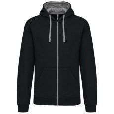 KARIBAN KA466 MEN&- 039;S CONTRAST HOODED FULL ZIP SWEATSHIRT 3XL