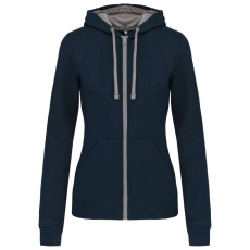 KARIBAN KA467 LADIES’ CONTRAST HOODED FULL ZIP SWEATSHIRT 2XL