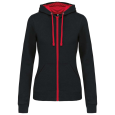 KARIBAN KA467 LADIES’ CONTRAST HOODED FULL ZIP SWEATSHIRT 2XL