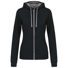 KARIBAN KA467 LADIES’ CONTRAST HOODED FULL ZIP SWEATSHIRT S munkaruha