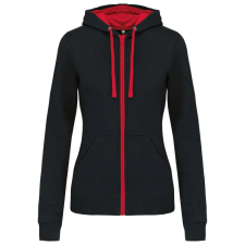 KARIBAN KA467 LADIES’ CONTRAST HOODED FULL ZIP SWEATSHIRT S munkaruha