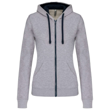 KARIBAN KA467 LADIES’ CONTRAST HOODED FULL ZIP SWEATSHIRT XL munkaruha