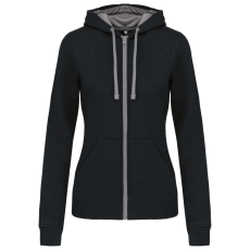 KARIBAN KA467 LADIES’ CONTRAST HOODED FULL ZIP SWEATSHIRT XS