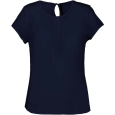 KARIBAN KA5002 LADIES&- 039; SHORT-SLEEVED CREPE BLOUSE 34