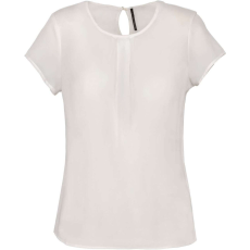 KARIBAN KA5002 LADIES&- 039; SHORT-SLEEVED CREPE BLOUSE 34