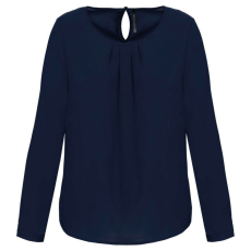 KARIBAN KA5003 LADIES&- 039; LONG-SLEEVED CREPE BLOUSE 34