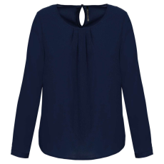 KARIBAN KA5003 LADIES&- 039; LONG-SLEEVED CREPE BLOUSE 46