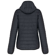 KARIBAN kapucnis bélelt meleg és ultrakönnyű Női kabát KA6111, Marl Dark Grey-L női dzseki, kabát