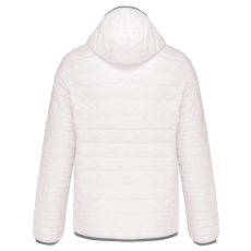 KARIBAN meleg és ultrakönnyű kapucnis bélelt férfi kabát KA6110, White-2XL