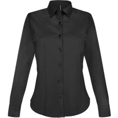 KARIBAN Női blúz Kariban KA530 Ladies' Long-Sleeved Stretch Shirt -2XL, Black