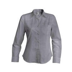 KARIBAN Női blúz Kariban KA534 Ladies' Long-Sleeved Oxford Shirt -S, Oxford Silver