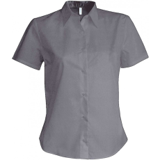 KARIBAN Női blúz Kariban KA536 Ladies' Short-Sleeved Oxford Shirt -3XL, Oxford Silver