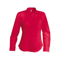 KARIBAN Női blúz Kariban KA542 Ladies' Long-Sleeved Cotton poplin Shirt -M, Classic Red