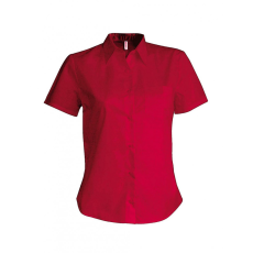 KARIBAN Női blúz Kariban KA544 Ladies' Short-Sleeved Cotton poplin Shirt -M, Classic Red