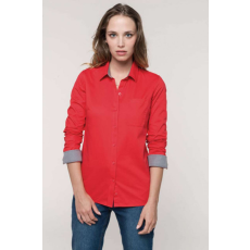 KARIBAN Női blúz Kariban KA585 Ladies’ nevada Long Sleeve Cotton Shirt -M, Light Khaki