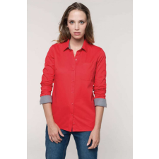 KARIBAN Női blúz Kariban KA585 Ladies’ nevada Long Sleeve Cotton Shirt -M, Red blúz